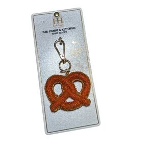 NWT Haute Hippie Beaded PRETZEL Bag Charm Key Chain